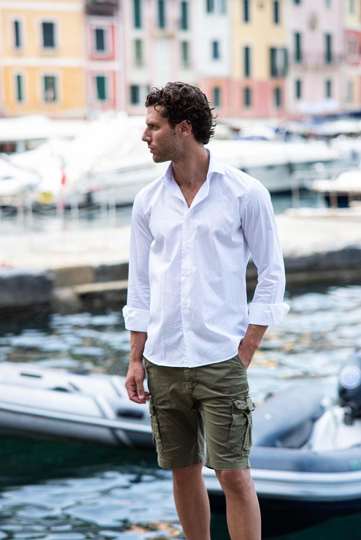 Bermuda Uomo con i Tasconi Verde Militare