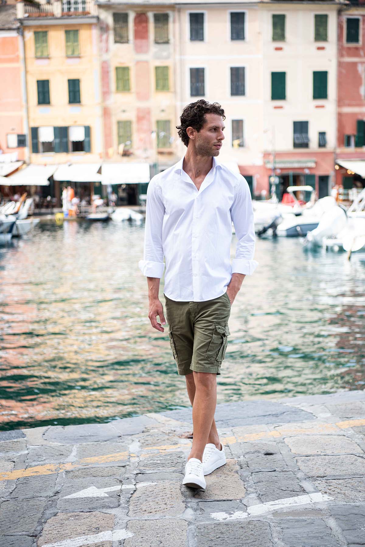 Bermuda Uomo con i Tasconi Verde Militare