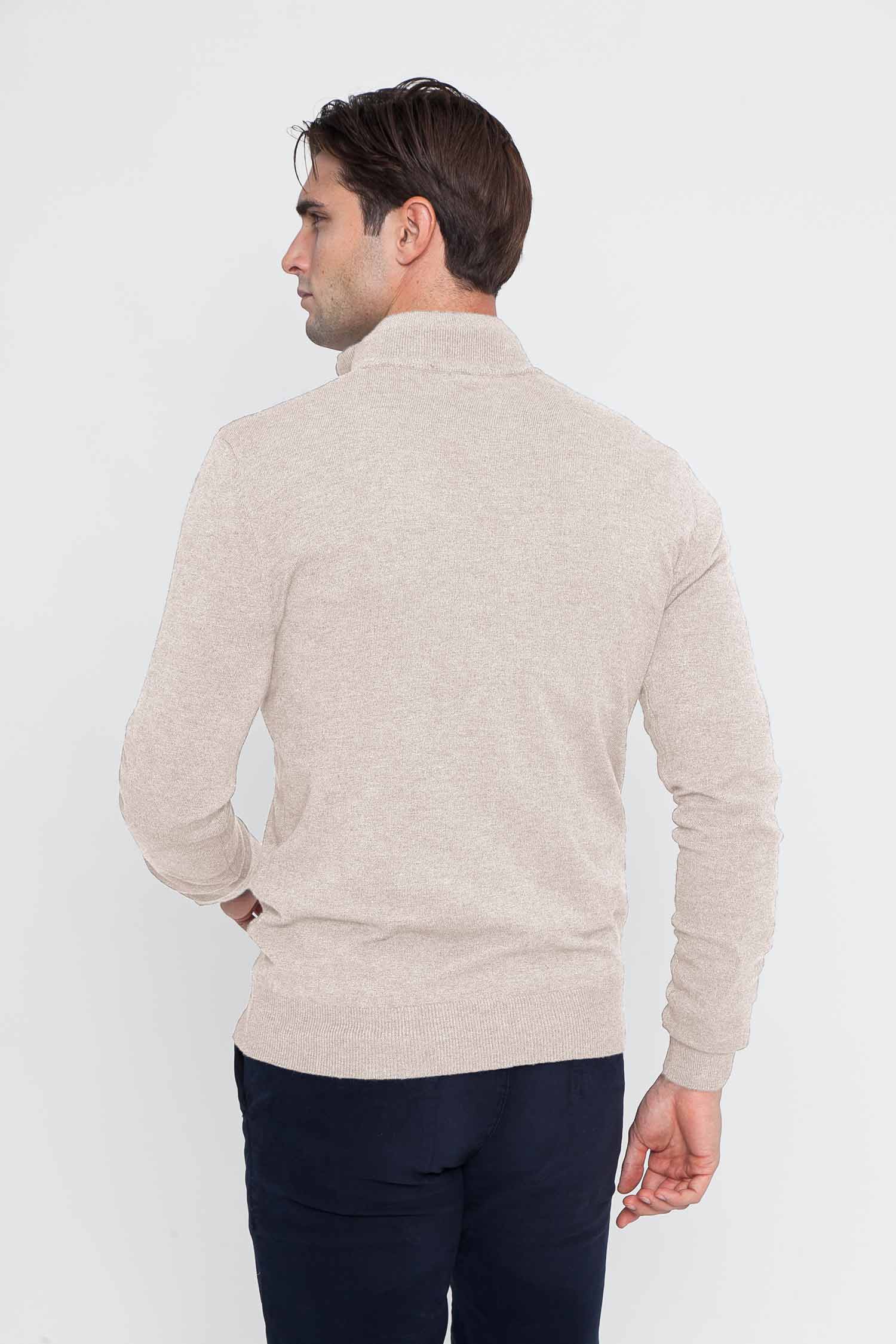 Maglione Mezza Zip Beige