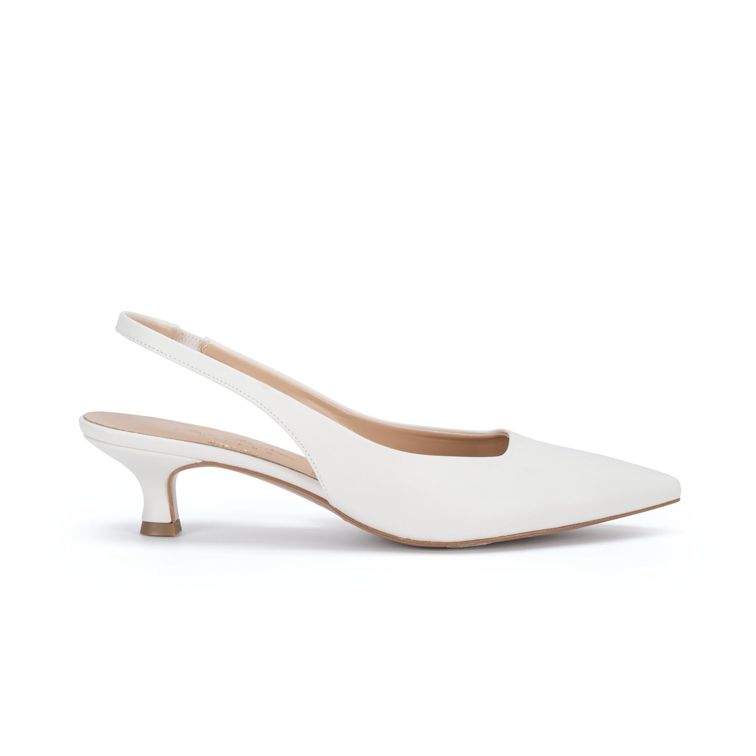 Scarpe Made in Italy Tacco Basso Colore Off White