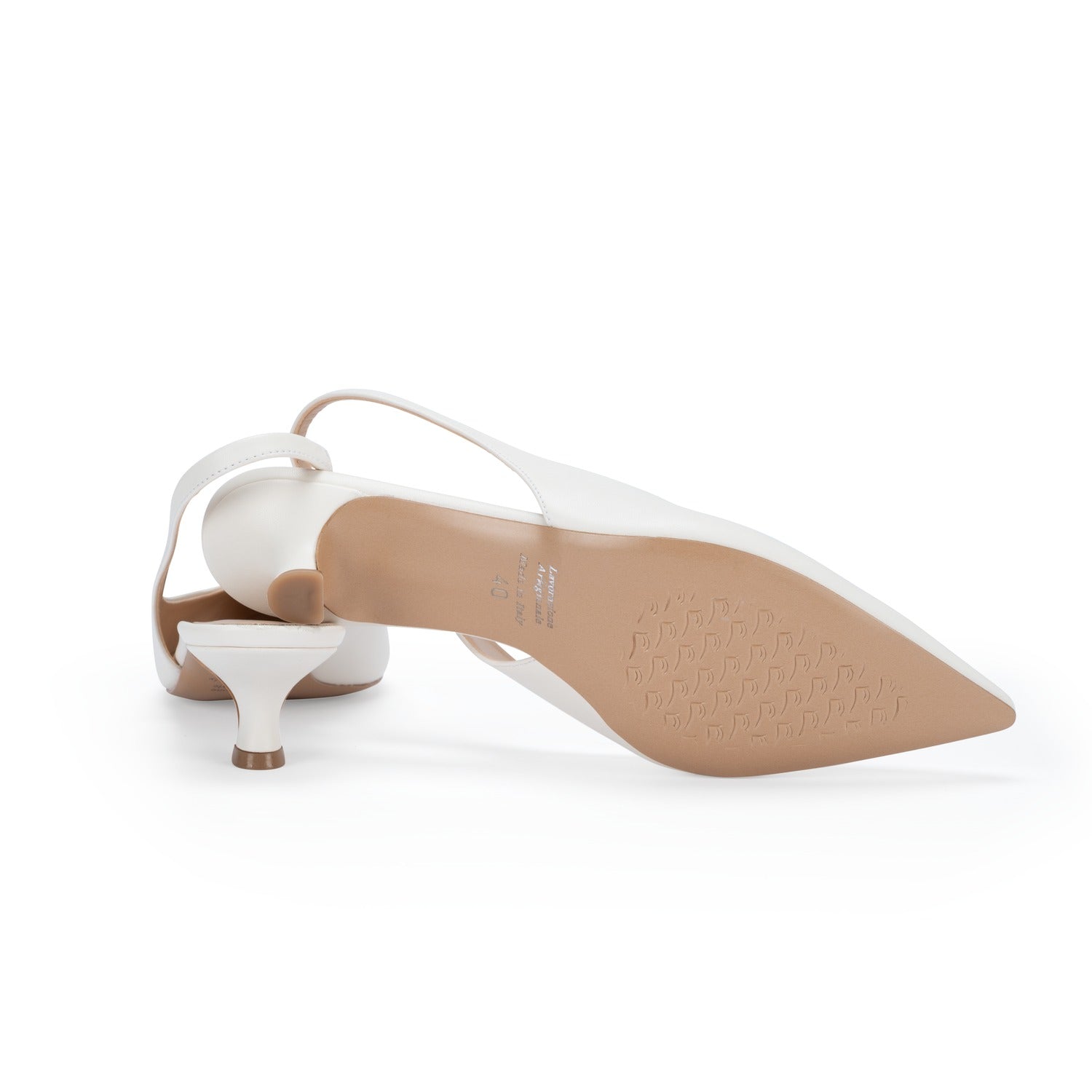 Scarpe Made in Italy Tacco Basso Colore Off White