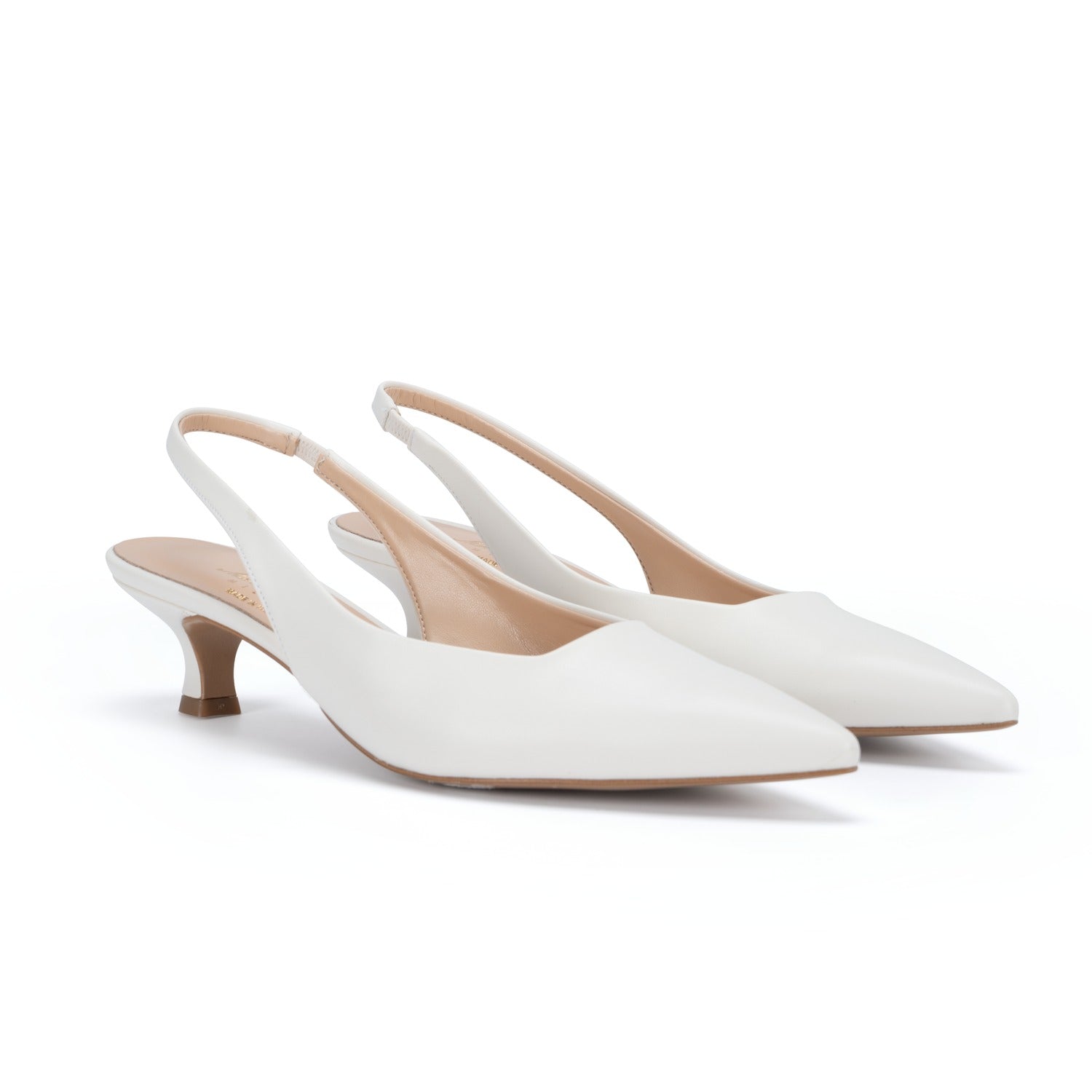 Scarpe Made in Italy Tacco Basso Colore Off White