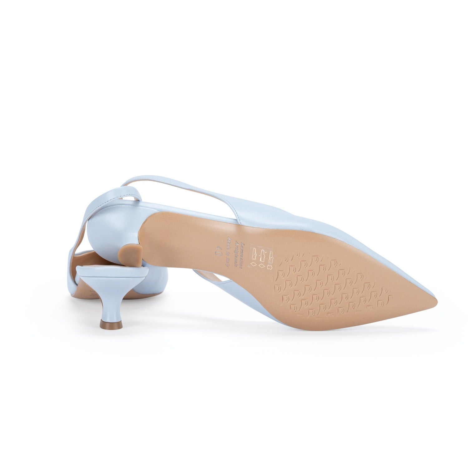 Scarpe Made in Italy Tacco Basso Colore Celeste