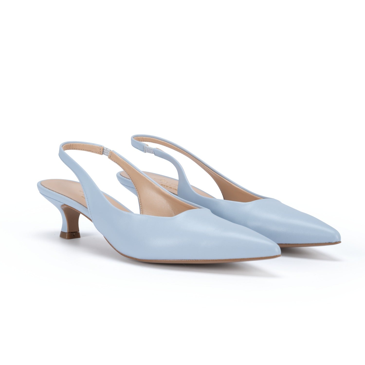 Scarpe Made in Italy Tacco Basso Colore Celeste