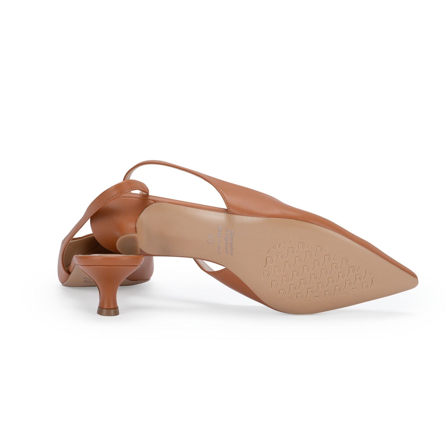 Scarpe Made in Italy Tacco Basso Colore Cuoio