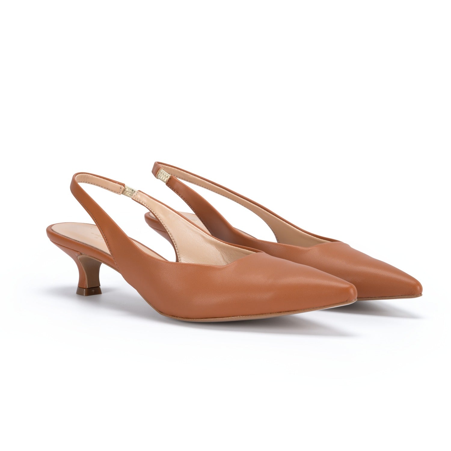 Scarpe Made in Italy Tacco Basso Colore Cuoio