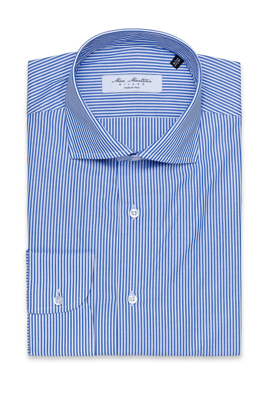 No-iron shirt with blue stripes