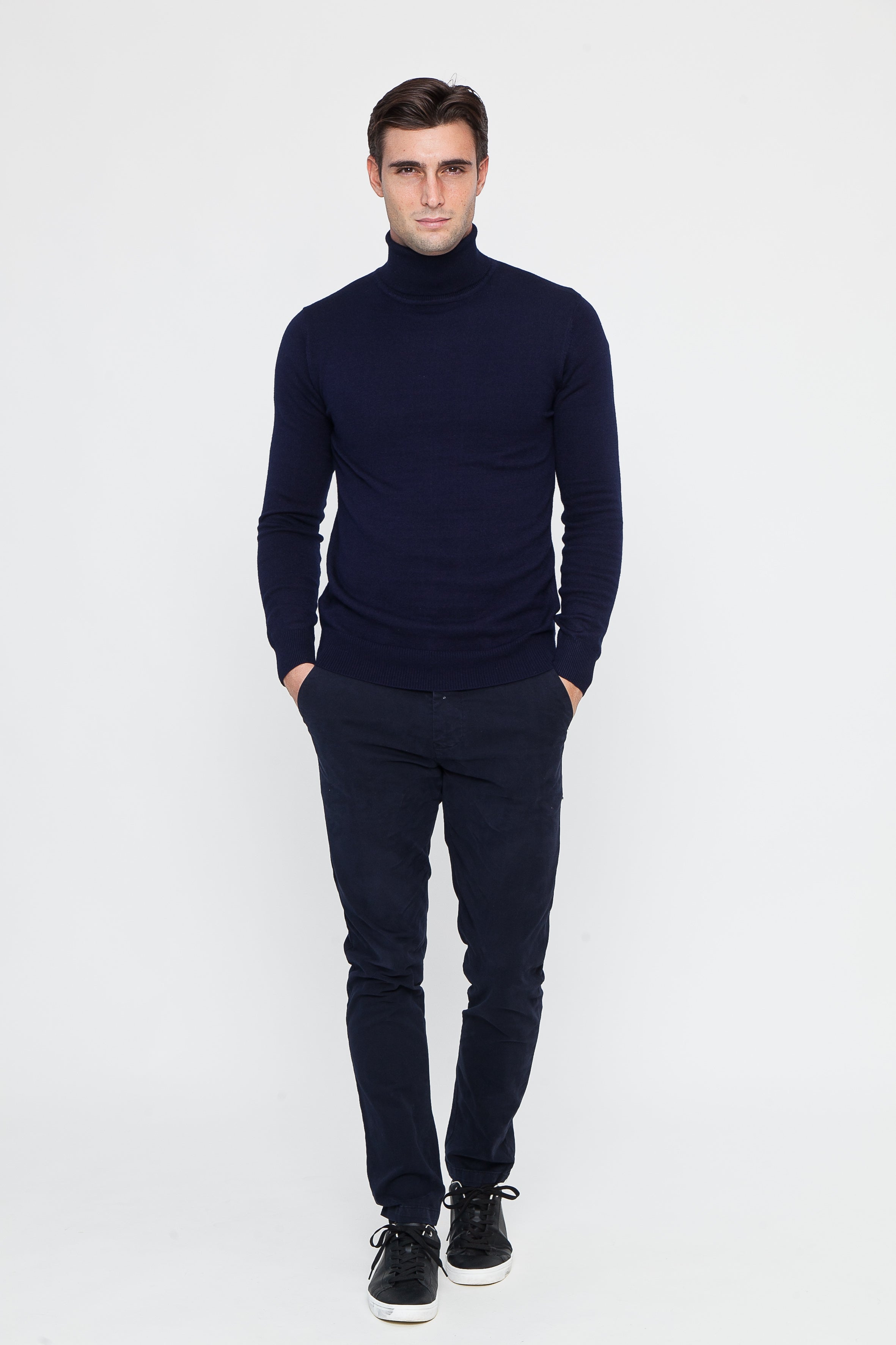 Collo Alto Misto Viscosa Blue Navy