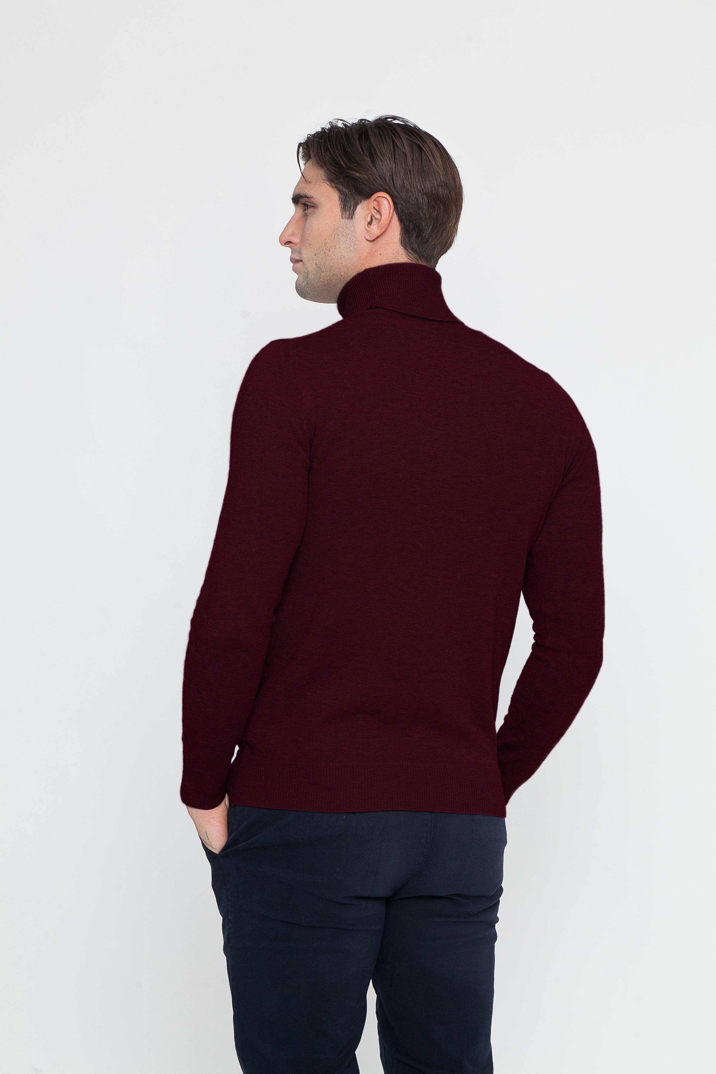 Maglione Collo Alto Dolcevita Bordeaux
