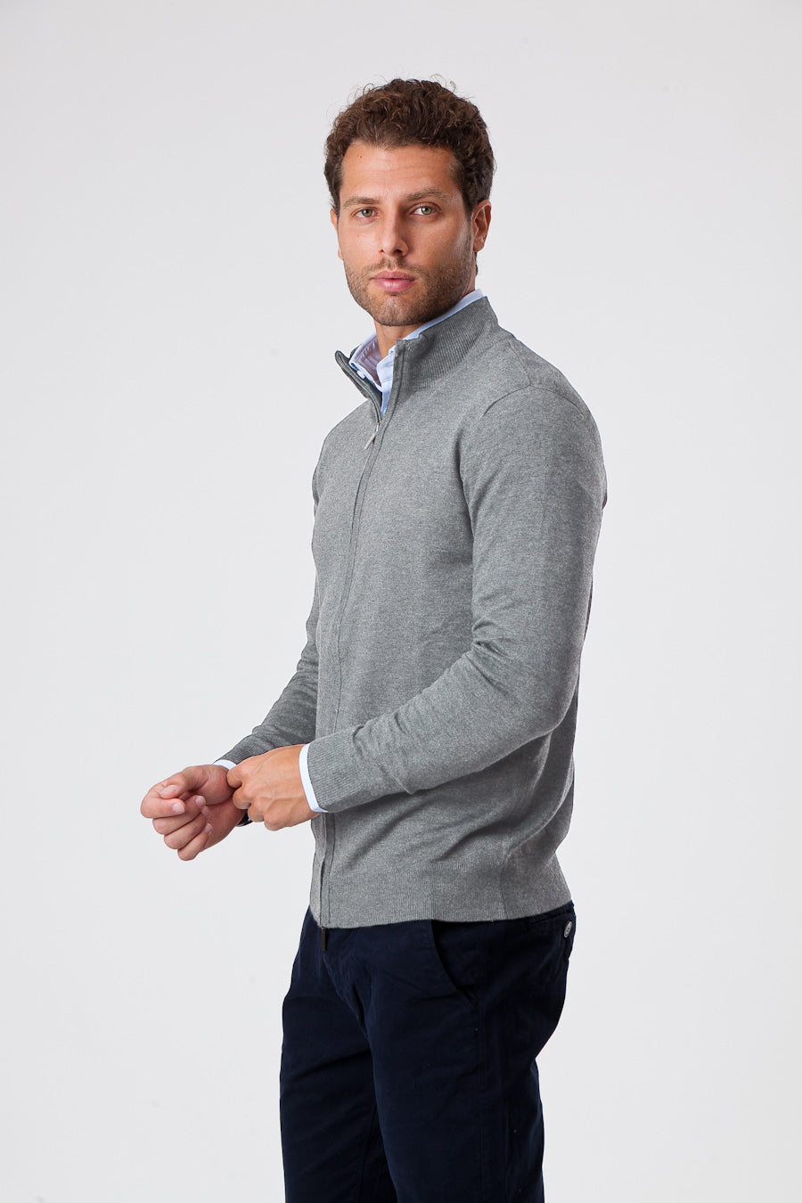 Zip in Viscosa Grigio