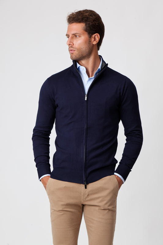 Zip Blue Cashmere e Lana Merinos