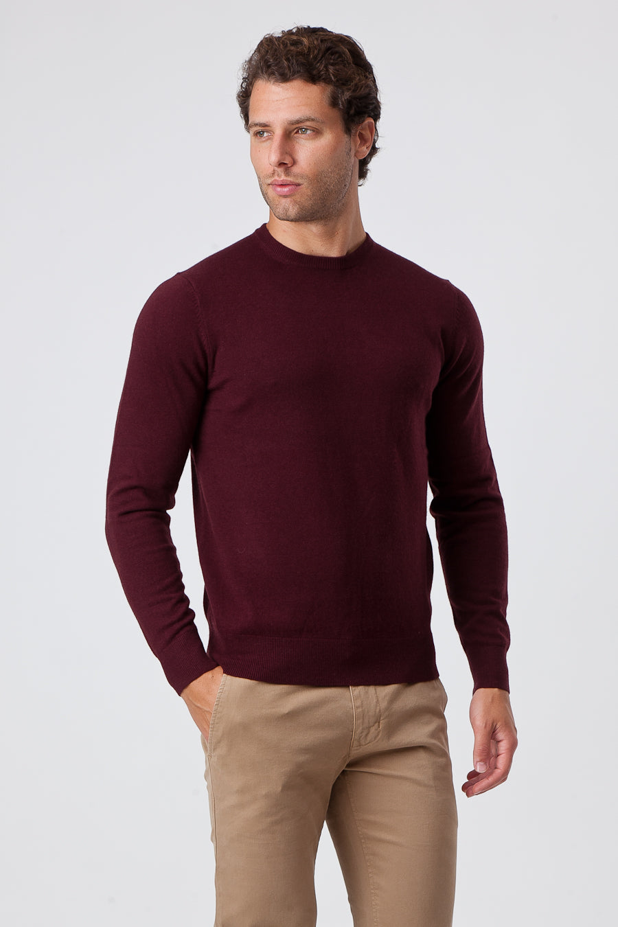 Girocollo Cashmere e Lana Bordeaux