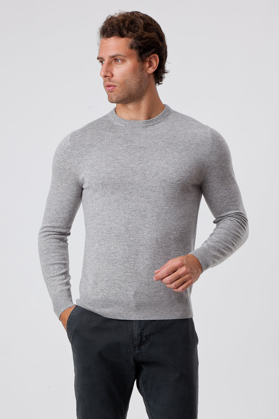 Girocollo Cashmere e Lana Grigio