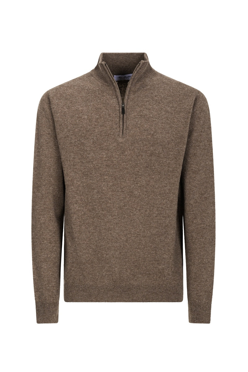 Mezza Zip Noce Cashmere e Lana Merinos