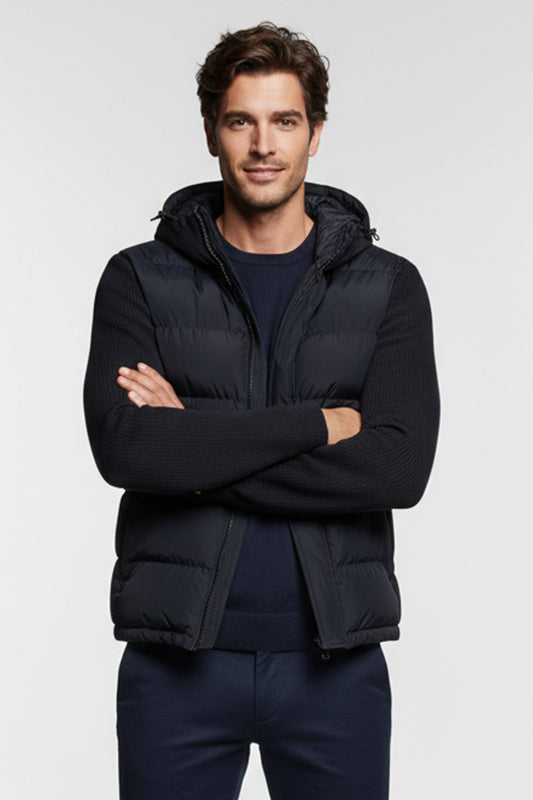 Giubbino Maglione Blue con Cappuccio