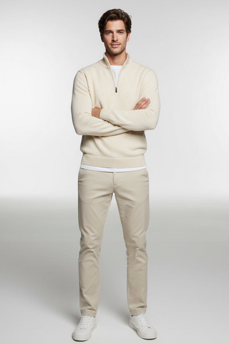 Mezza Zip Crema Cashmere e Lana Merinos