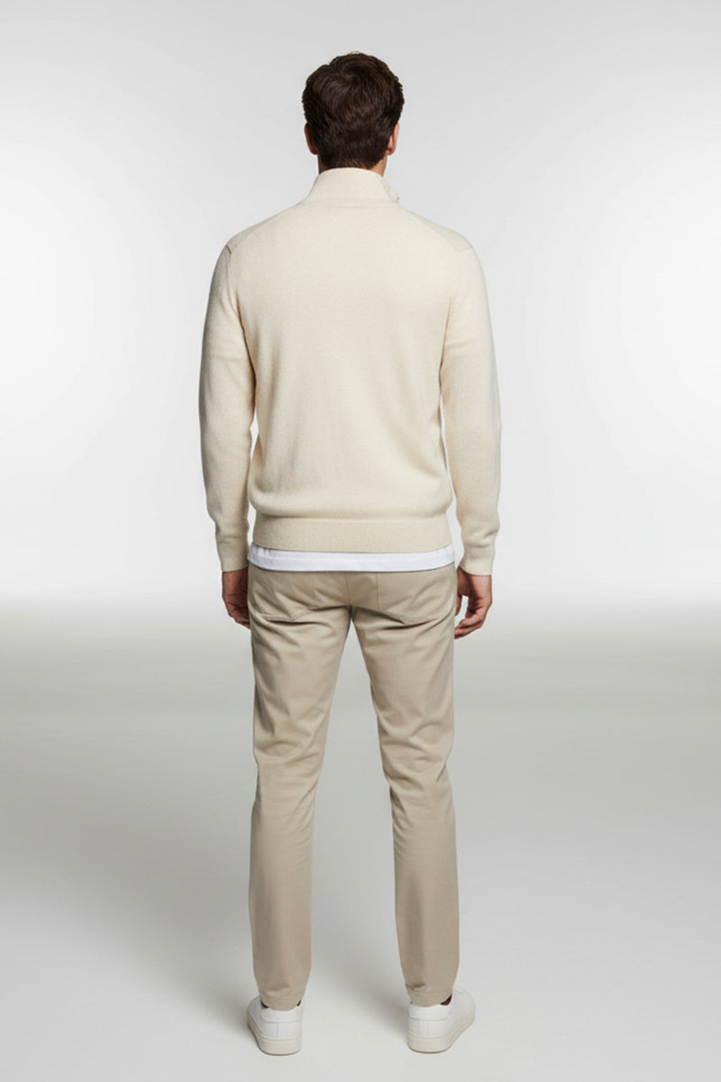 Mezza Zip Crema Cashmere e Lana Merinos
