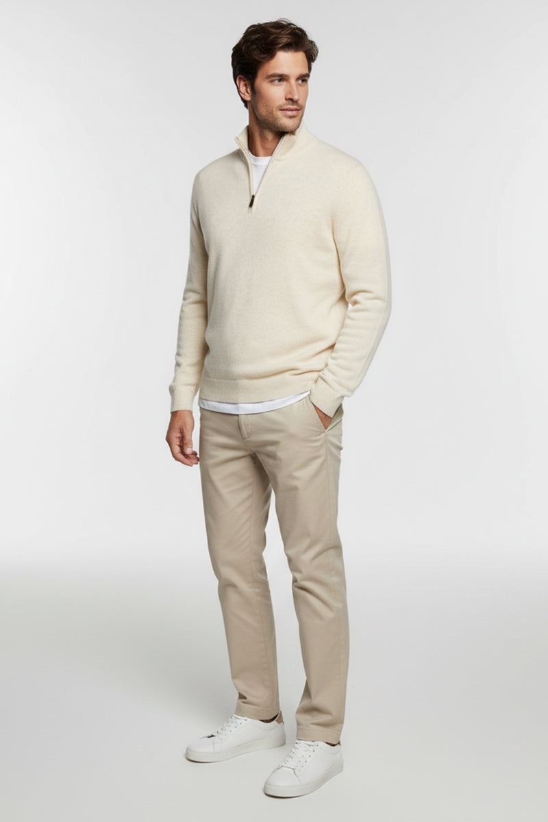 Mezza Zip Crema Cashmere e Lana Merinos