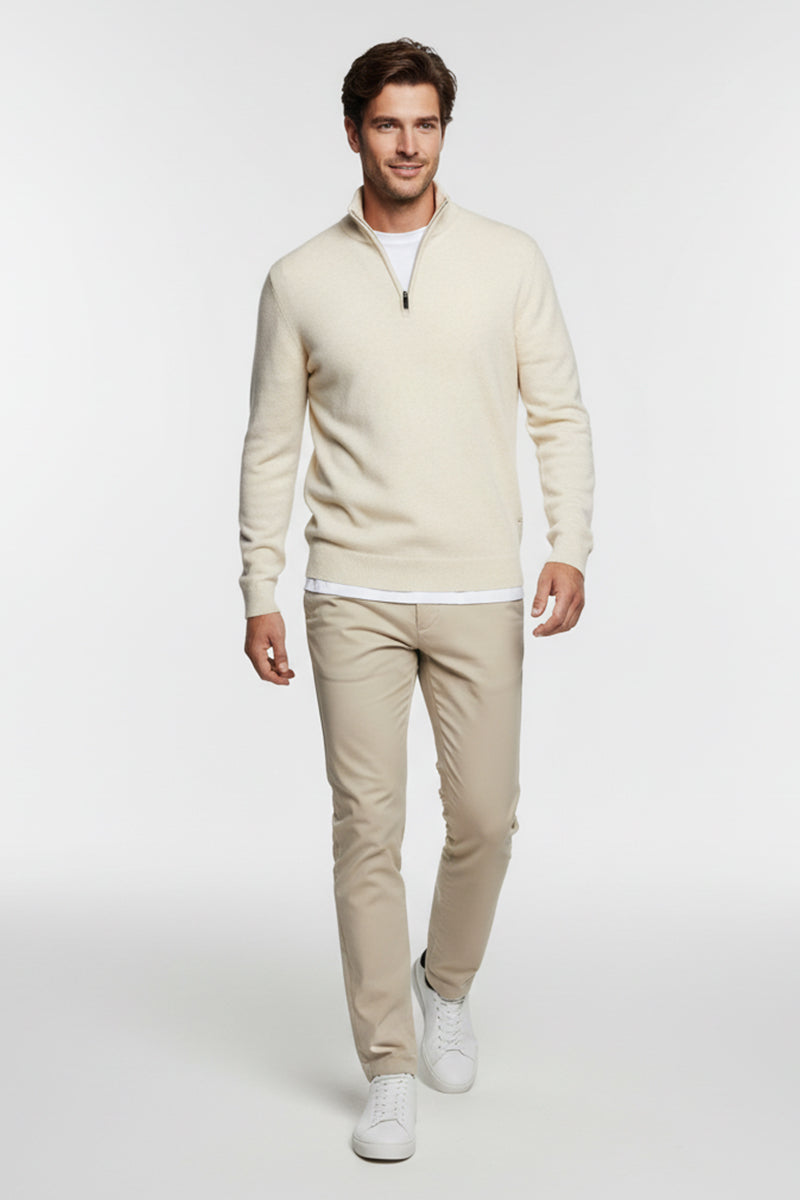 Mezza Zip Crema Cashmere e Lana Merinos