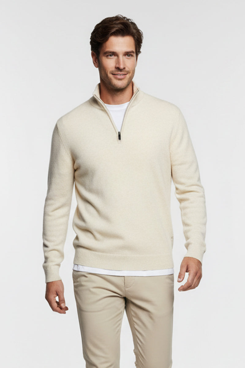 Mezza Zip Crema Cashmere e Lana Merinos