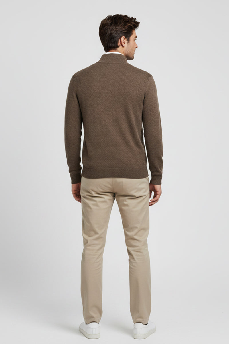 Mezza Zip Noce Cashmere e Lana Merinos