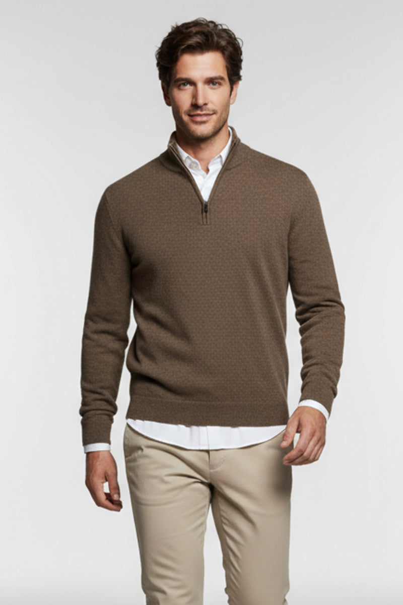 Mezza Zip Noce Cashmere e Lana Merinos