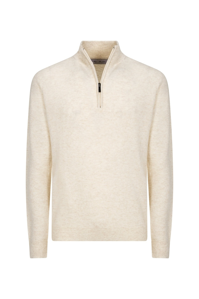 Mezza Zip Crema Cashmere e Lana Merinos