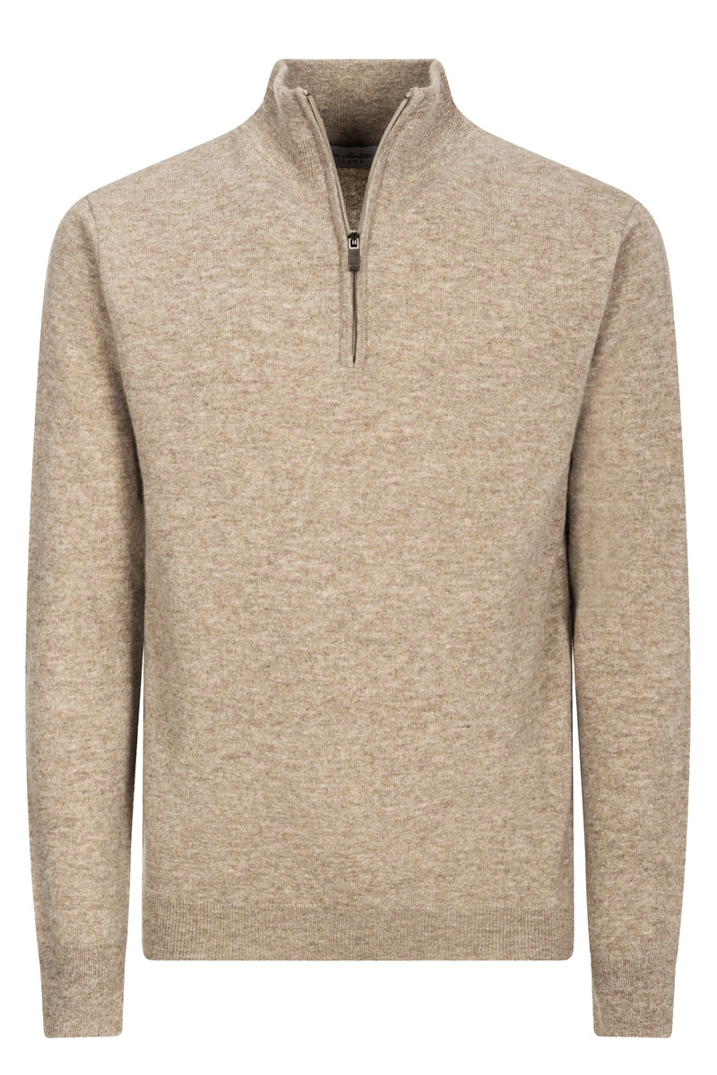Half zip in beige viscose