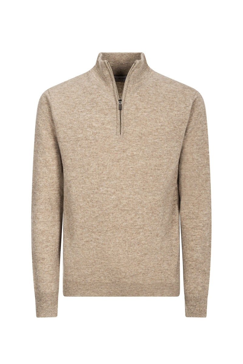 Mezza Zip Beige Cashmere e Lana Merinos