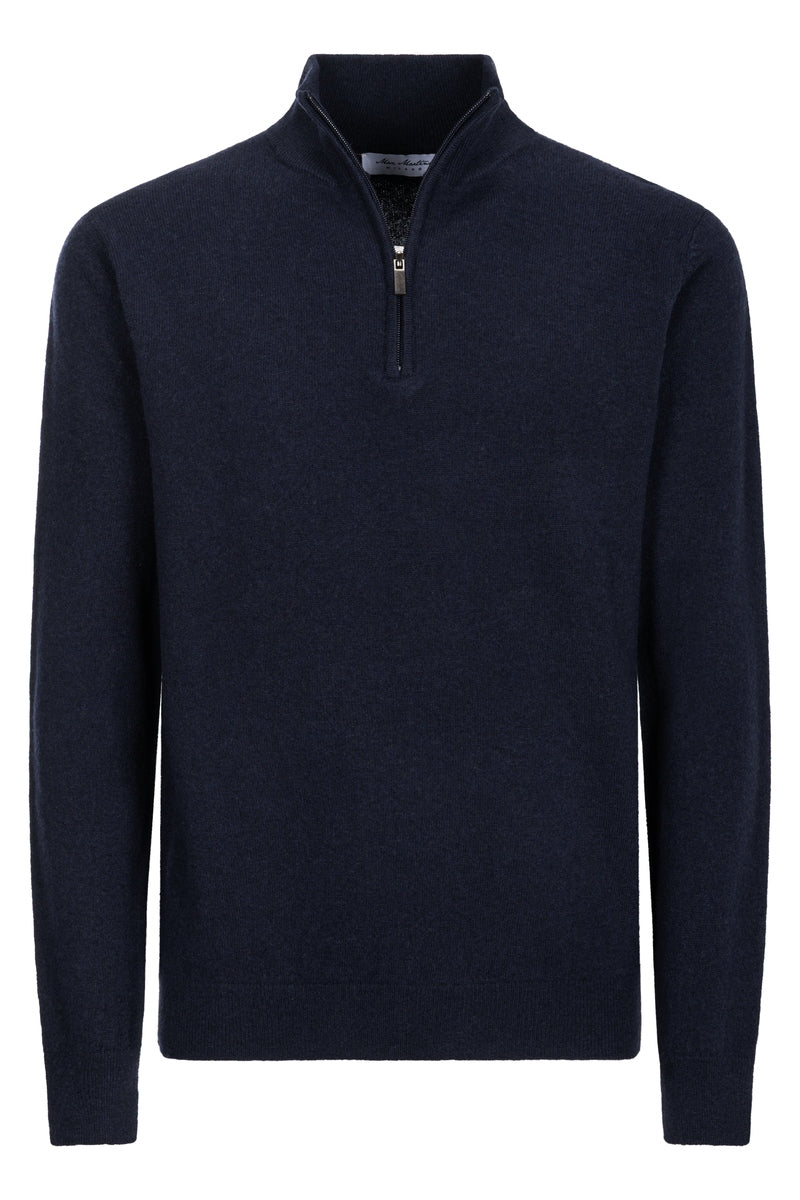 Half zip in viscose blue navy