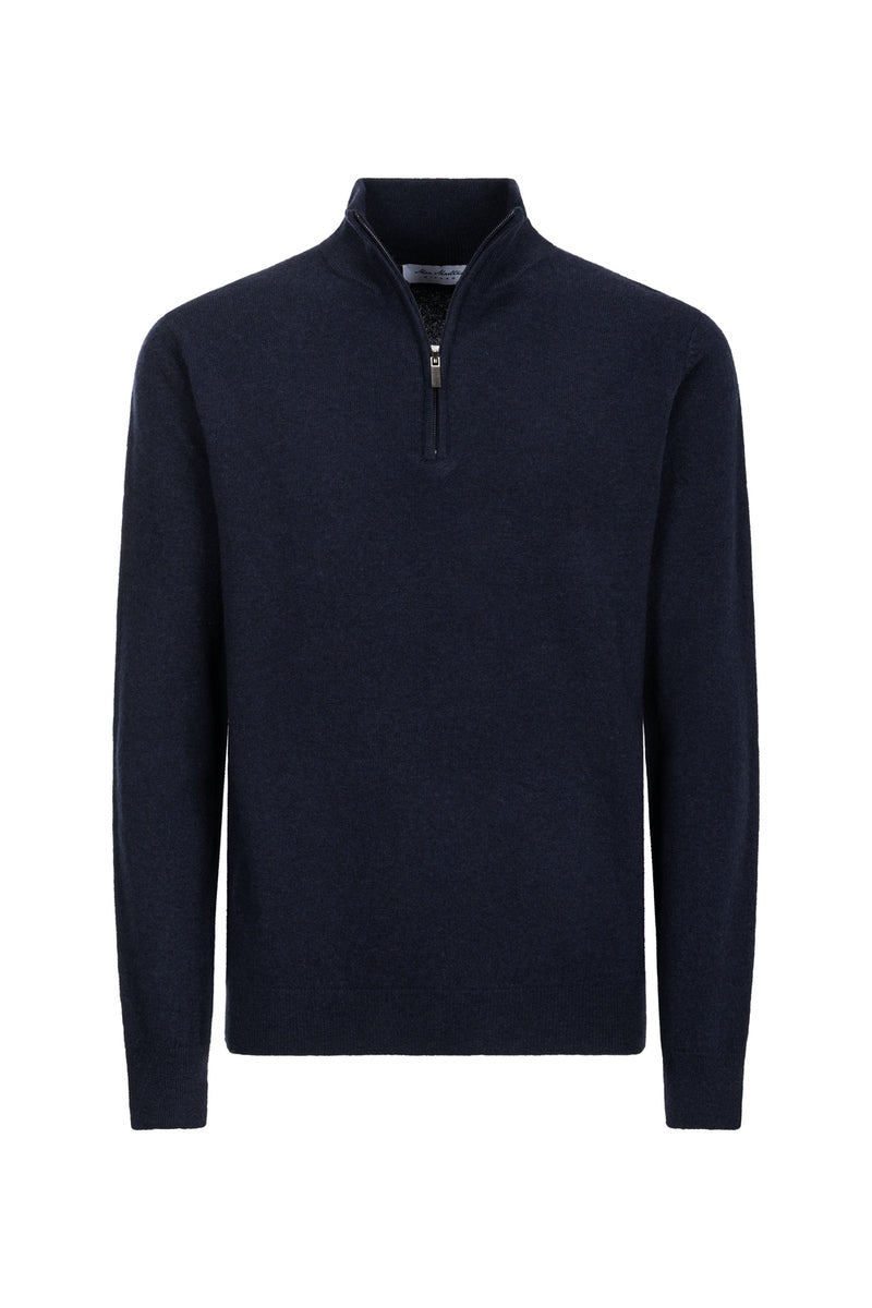 Half Zip aus marineblauer Viskose (2)