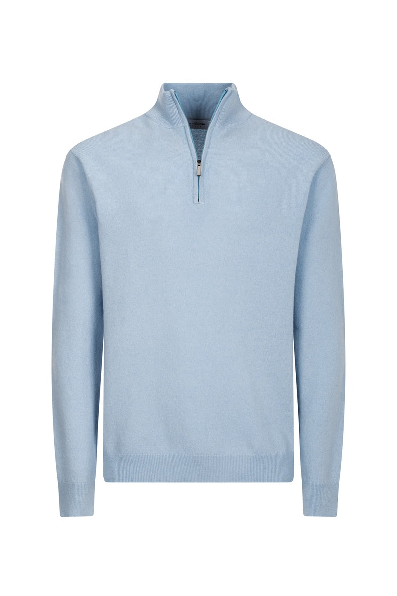 Mezza Zip Celeste Cashmere e Lana Merinos