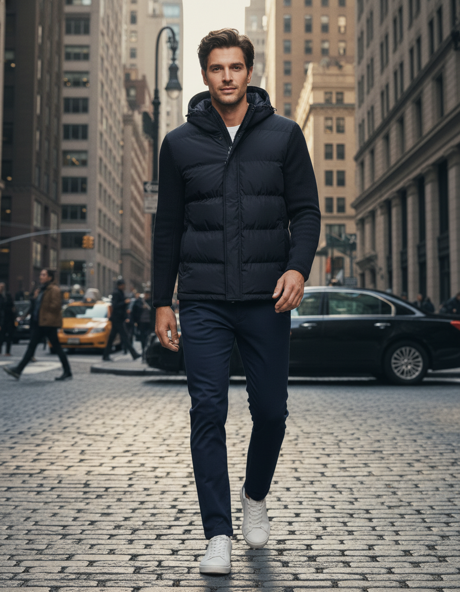 Giubbino Maglione Blue con Cappuccio