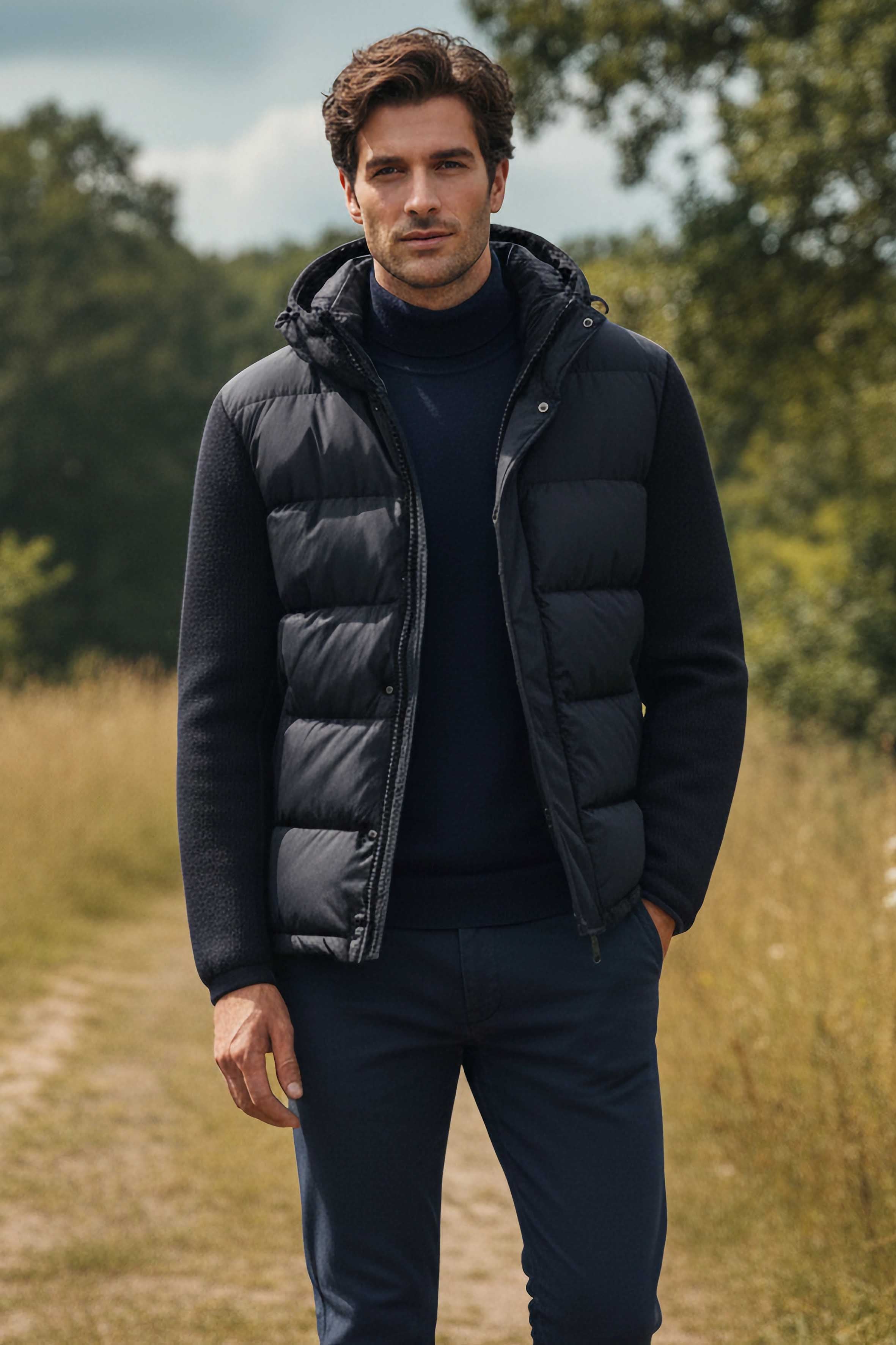 Giubbino Maglione Blue con Cappuccio