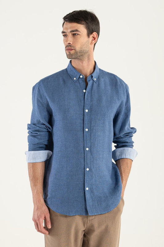 Camicia di Lino Blue Reale