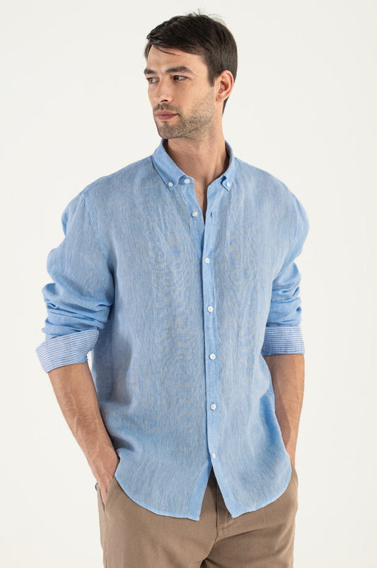 Camicia di Lino Celeste
