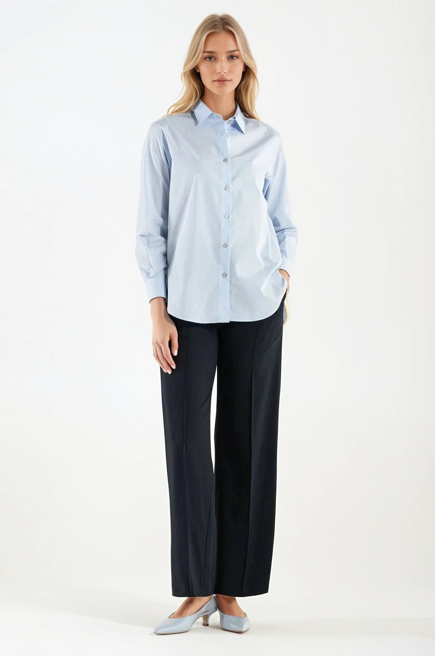 Camicia di Cotone Celeste Milano