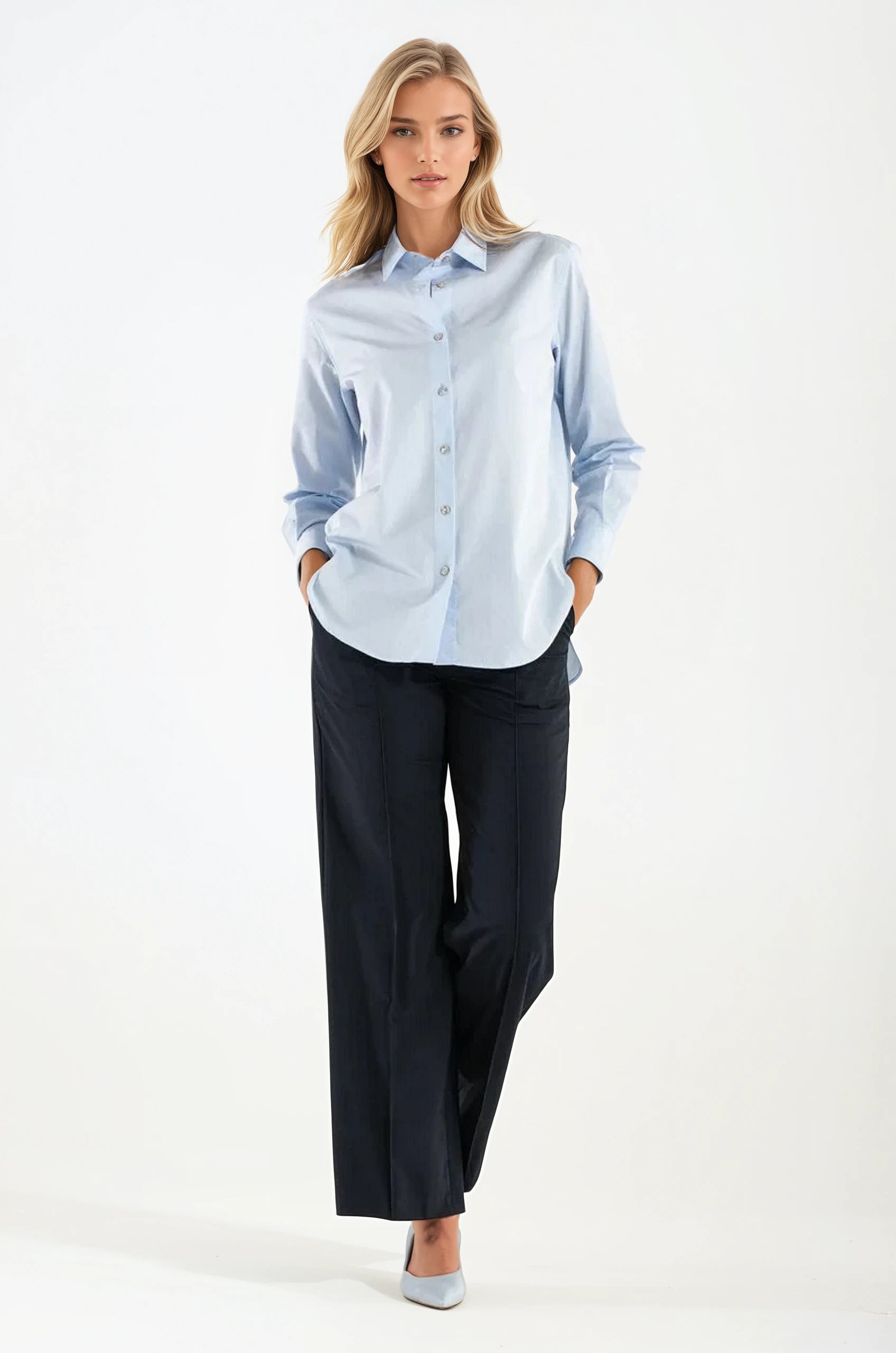 Camicia di Cotone Celeste Milano