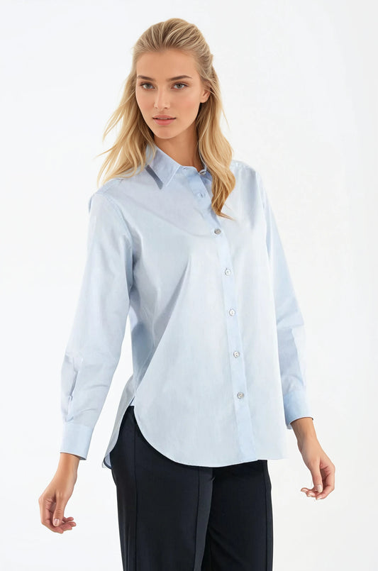 Camicia di Cotone Celeste Milano