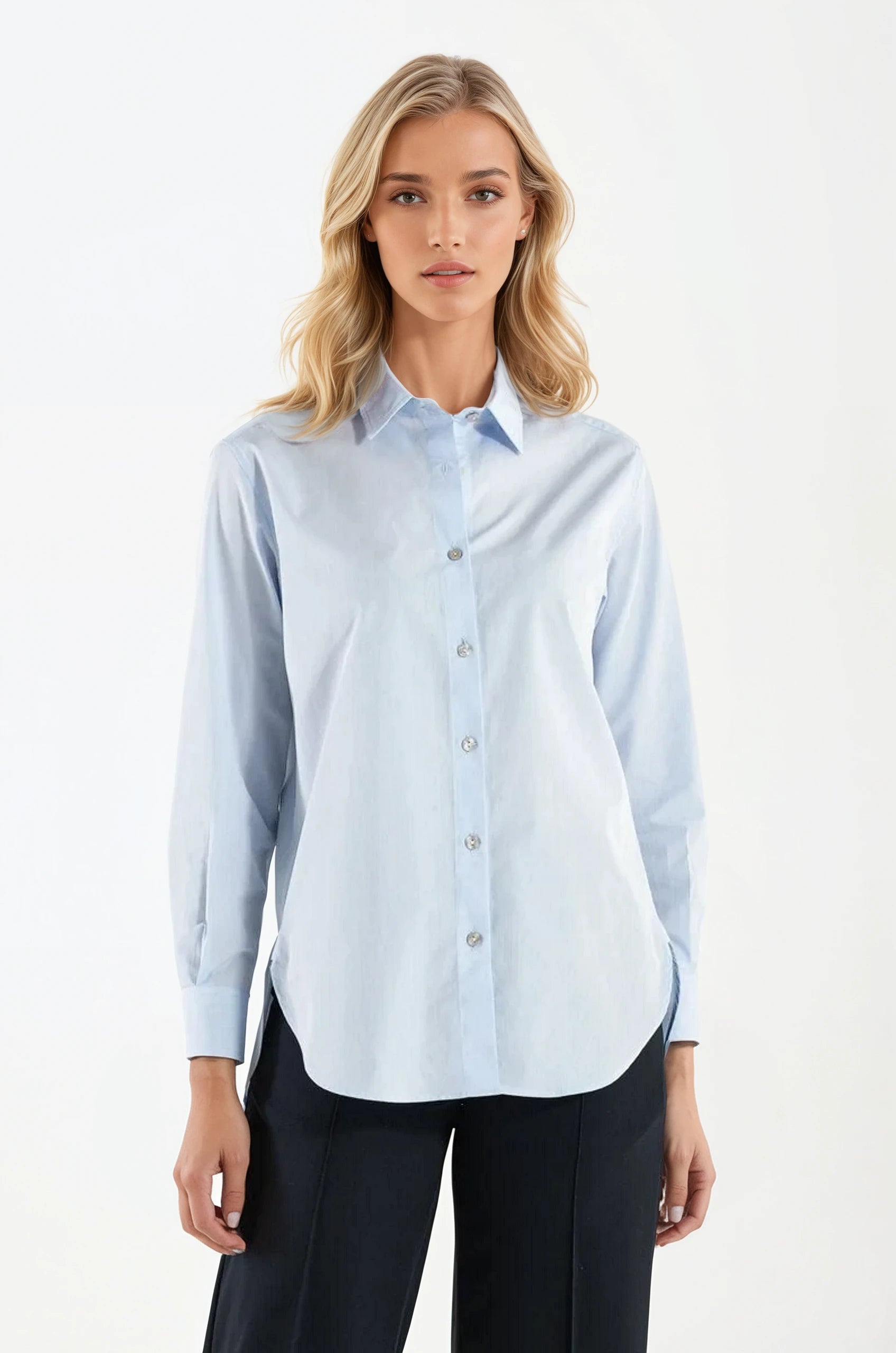 Camicia di Cotone Celeste Milano