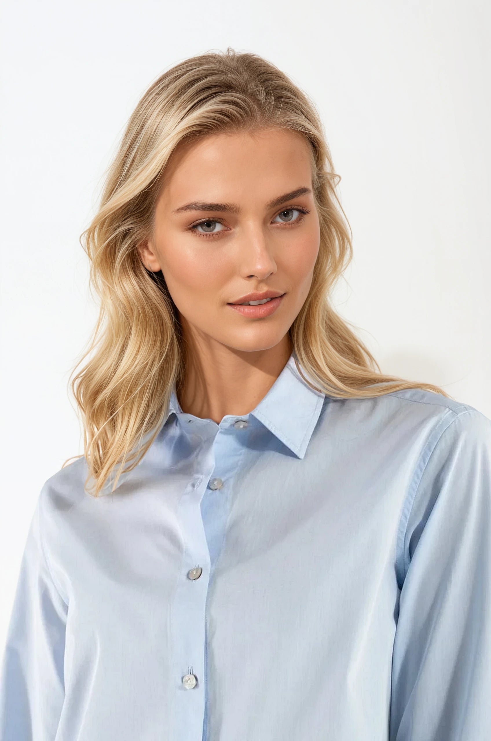 Camicia di Cotone Celeste Milano