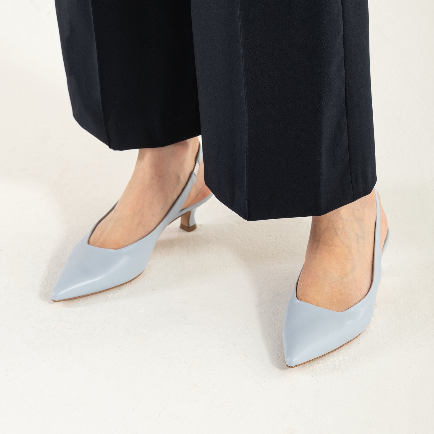 Scarpe Made in Italy Tacco Basso Colore Celeste