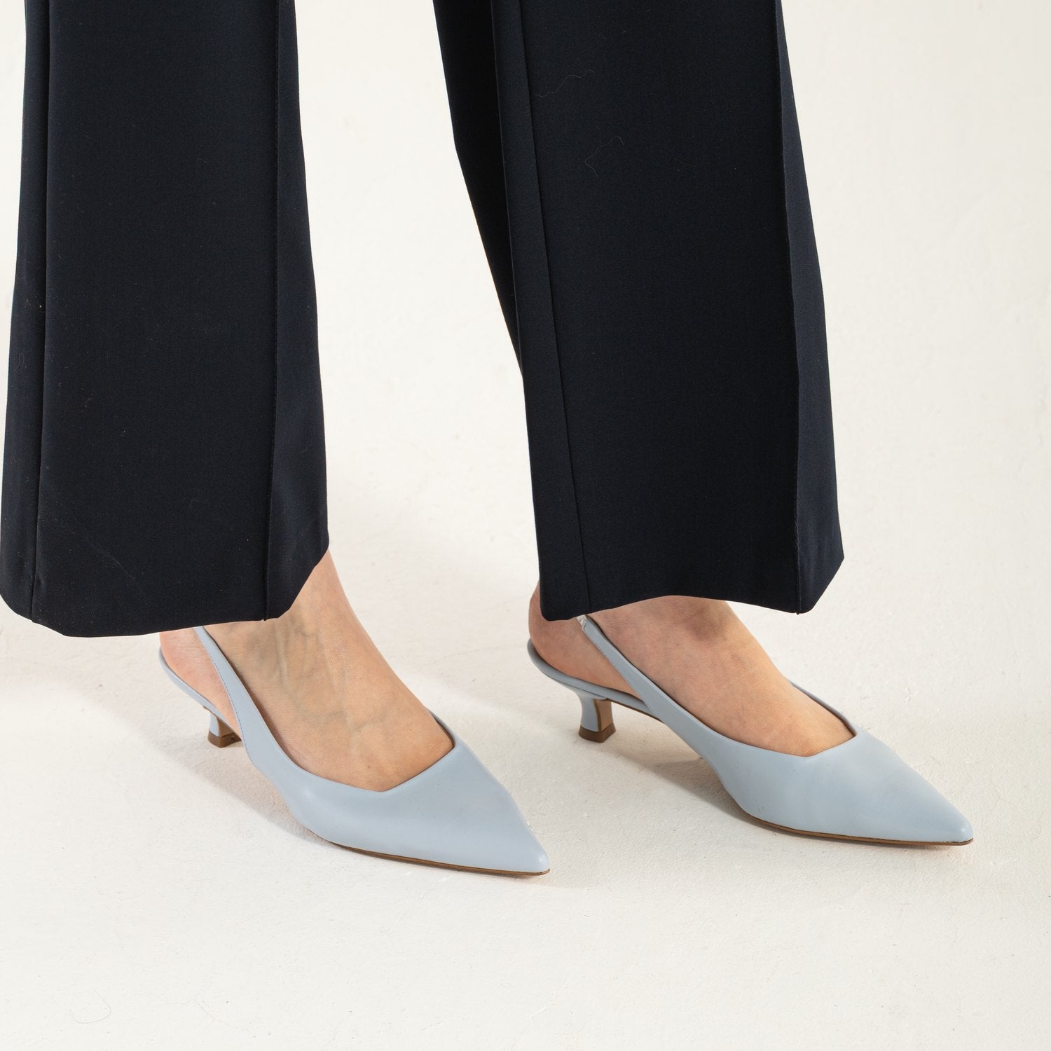 Scarpe Made in Italy Tacco Basso Colore Celeste