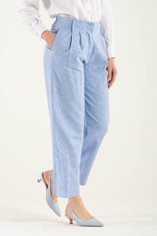 Pantaloni culoarea cerului milano