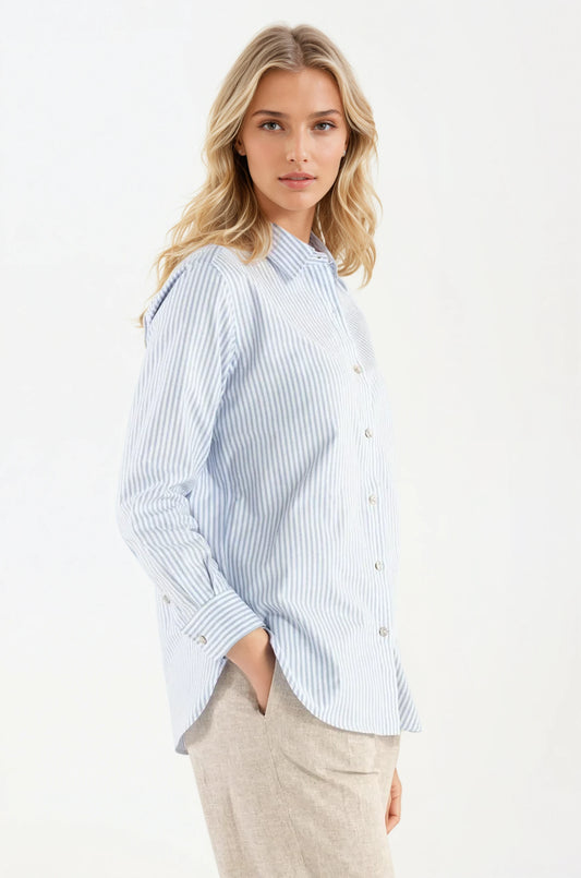 Camicia di Cotone Bacchetta Celeste Milano