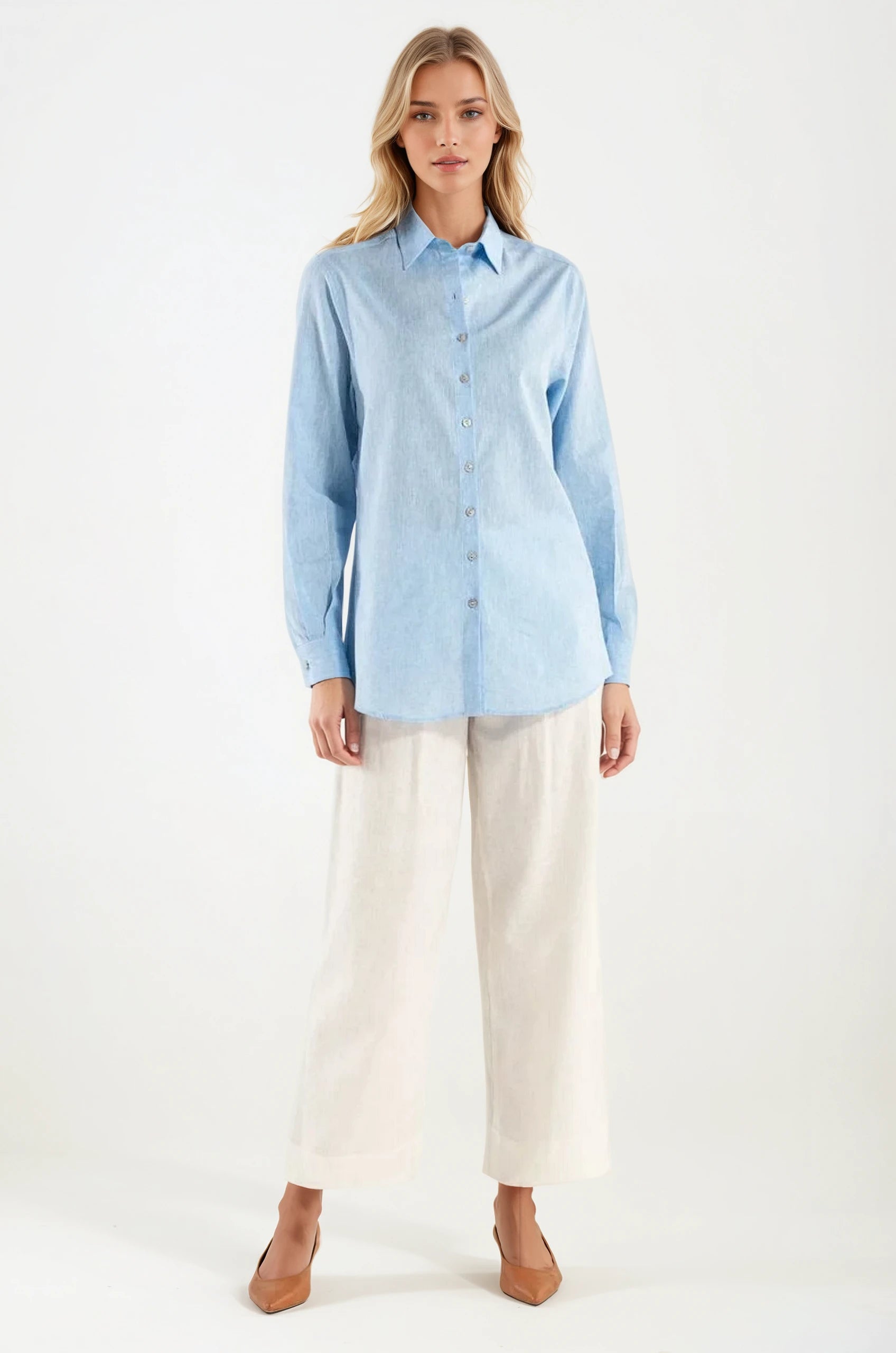 Camicia di Lino Celeste Portofino
