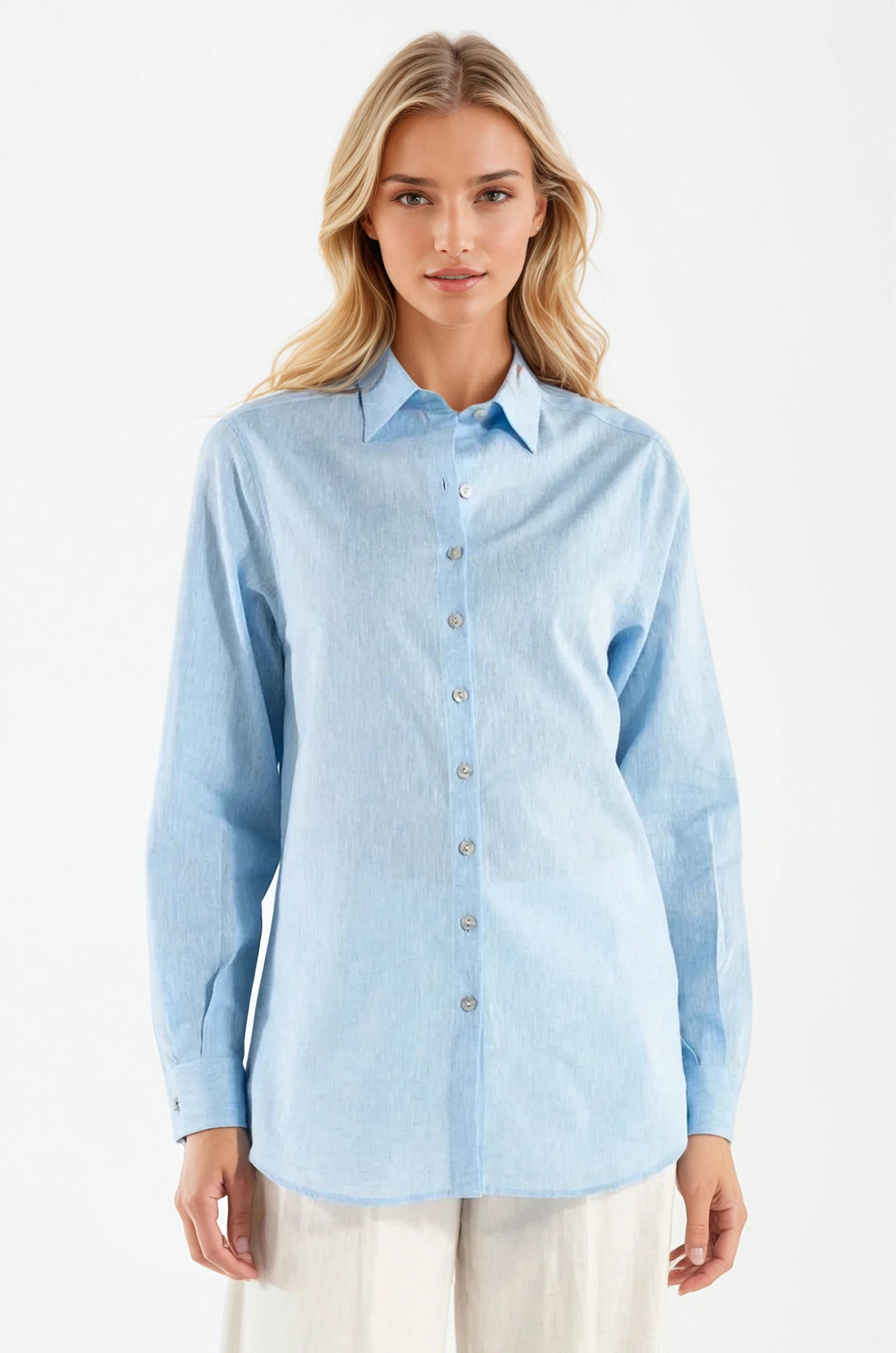 Camicia di Lino Celeste Portofino