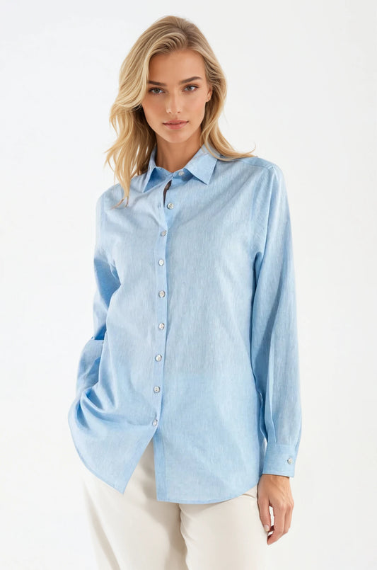 Camicia di Lino Celeste Portofino