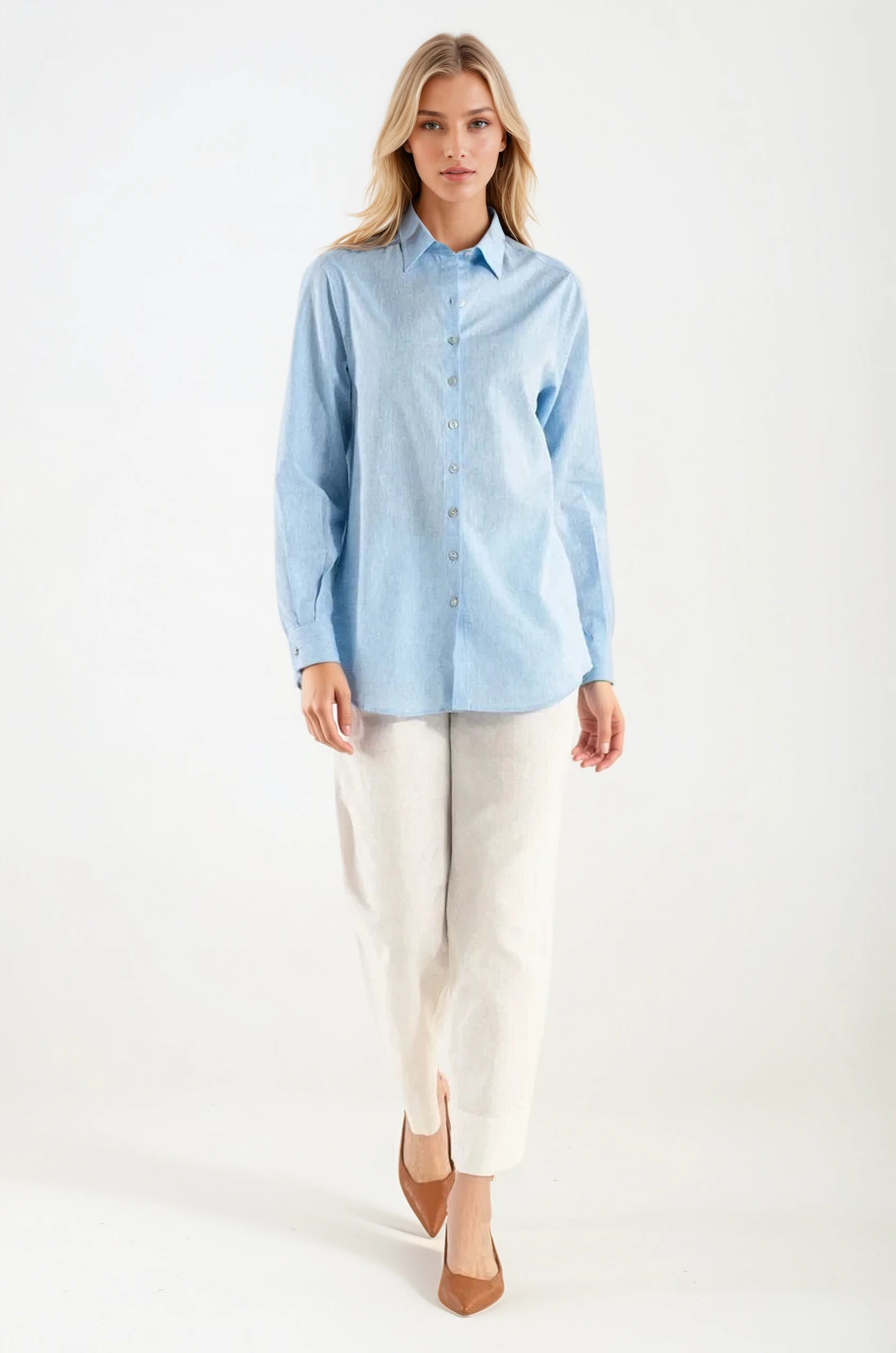 Camicia di Lino Celeste Portofino