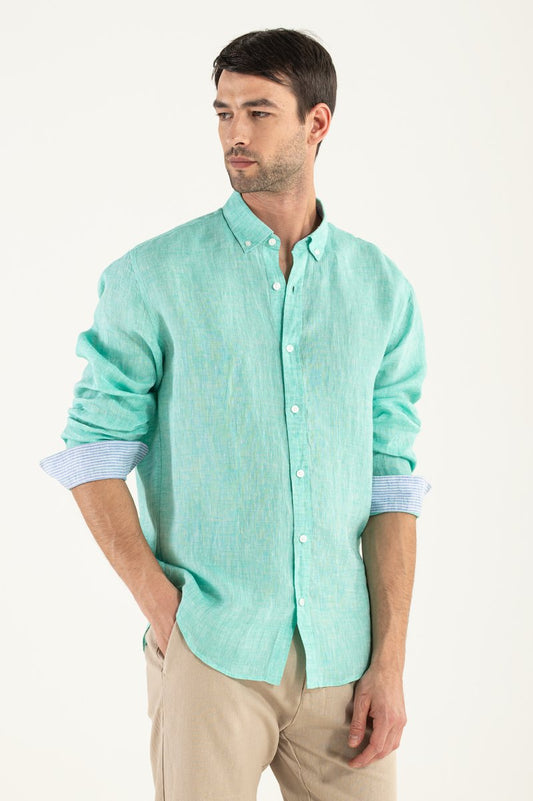 Camicia di Lino Verde Marino